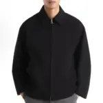 【預售】LOWE 25FW 後背皺褶皮標 拉鍊外套夾克 簡約素色 進口羊毛 黑色