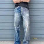 OUR LEGACY 23SS Third Cut 3D印花 塗鴉重工水洗拼色 直筒牛仔褲長褲休閒褲 淺藍色