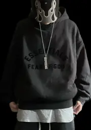 23SS FOG ESSENTIALS 副線膠標 帽T帽衫連帽衛衣 FEAR OF GOD 玄青黑 圓弧字母