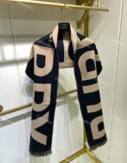 BR Logo Wool Jacquard Scarf 雙面字母 純羊絨 圍巾 披肩 卡其色