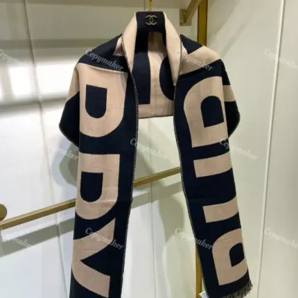 BR Logo Wool Jacquard Scarf 雙面字母 純羊絨 圍巾 披肩 卡其色