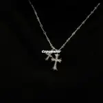 【現貨】Chrome Hearts 雙十字架 經典款 藏銀 滿鑽 莫桑鑽項鍊吊墜 CH克羅心 空哈