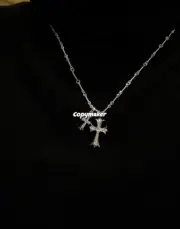 【現貨】Chrome Hearts 雙十字架 經典款 藏銀 滿鑽 莫桑鑽項鍊吊墜 CH克羅心 空哈