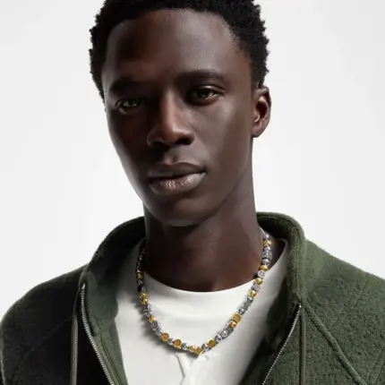 【預售】1V DAMIER PARTY 經典logo 黃銅拼色串珠 項鍊吊墜/手鍊手環