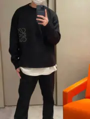 LOWE 23SS 素色口袋刺繡 圓領毛衣衛衣大學T長袖 針織