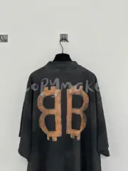 【現貨】巴黎 BLC 23SS 雙B 比特幣 泥染水洗作舊破壞 短袖 T恤