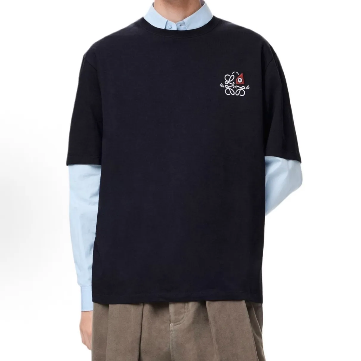 【預售】LOWE× Louis Wain 26SS 聯名款 SS26 春士系列 幾何刺繡貓咪 簡約 短袖T恤