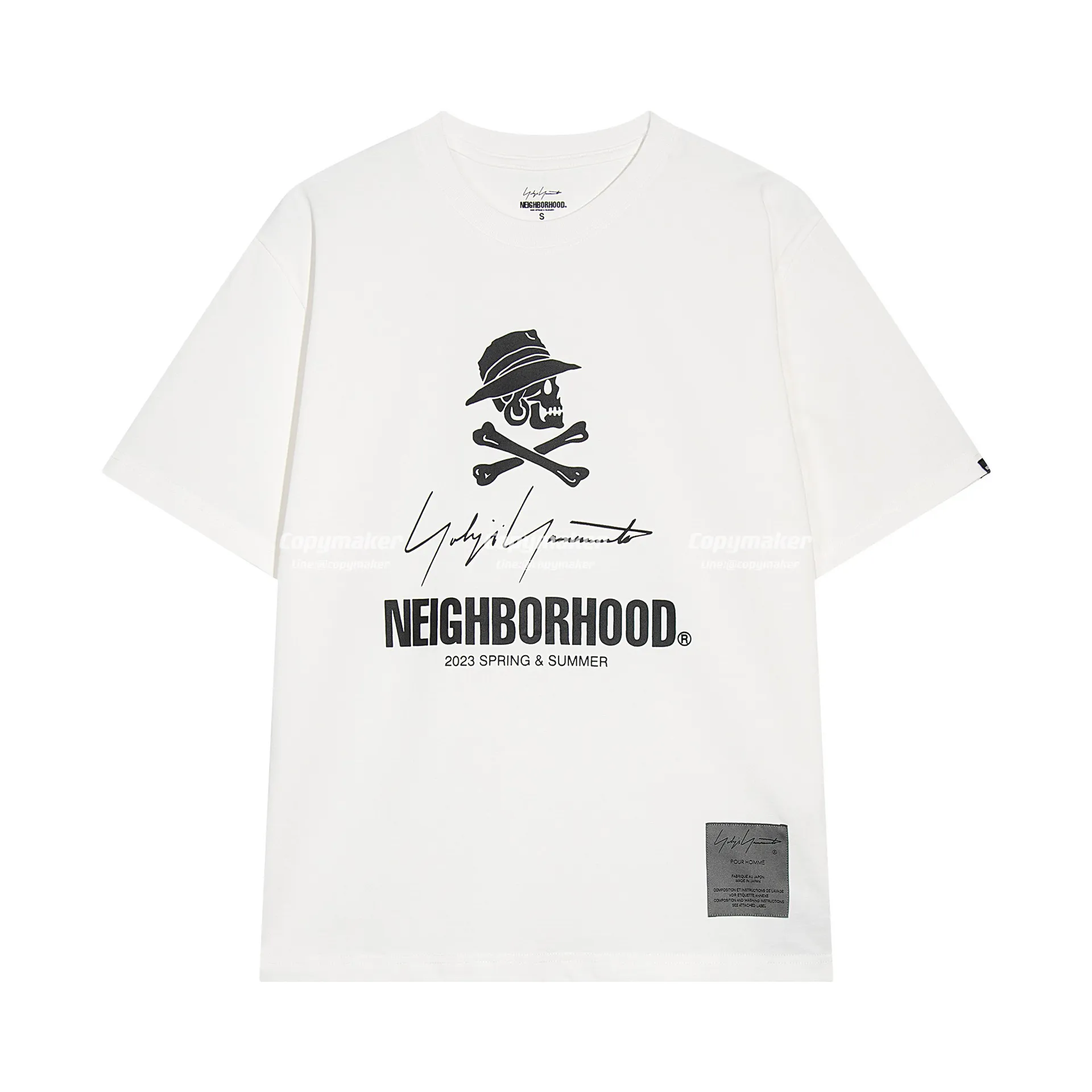 NEIGHBORHOOD x Yohji 23SS 聯名 山本耀司 NBHD 簽名標語骷髏 短袖T恤