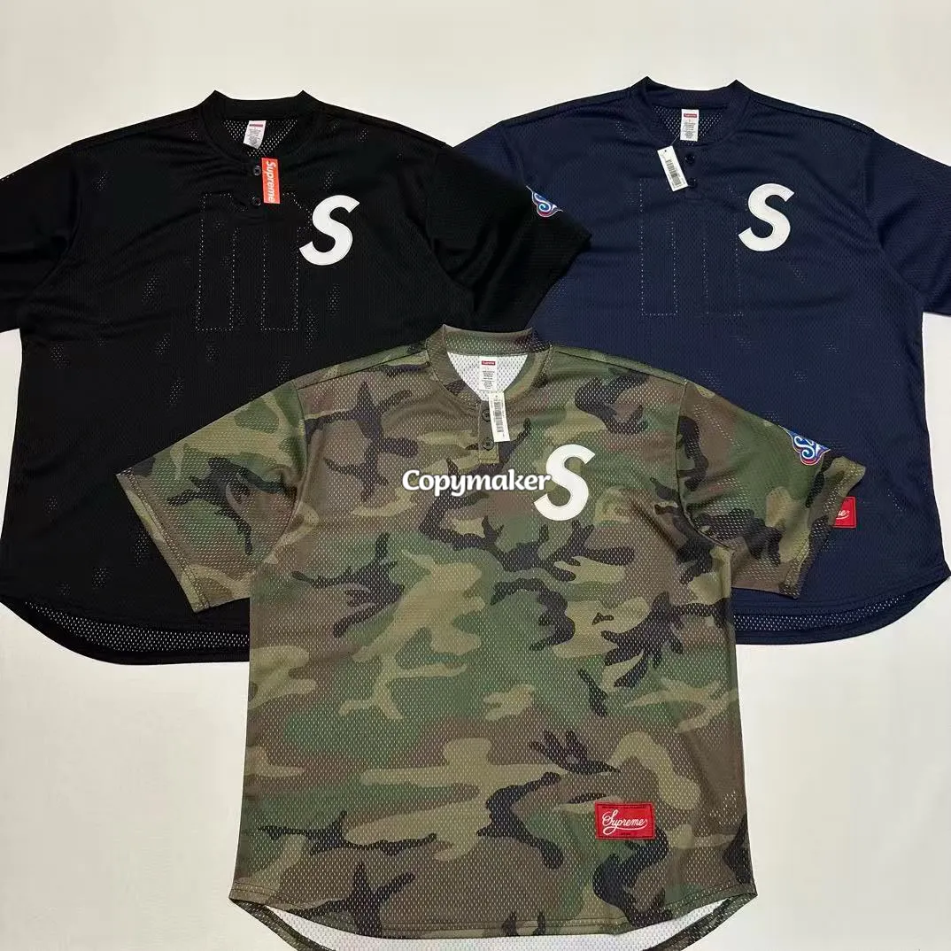 【預售】Sup SS25 WEEK1 S logo Baseball Henley 亨利領網眼刺繡logo球衣棒球服短袖T恤 四色