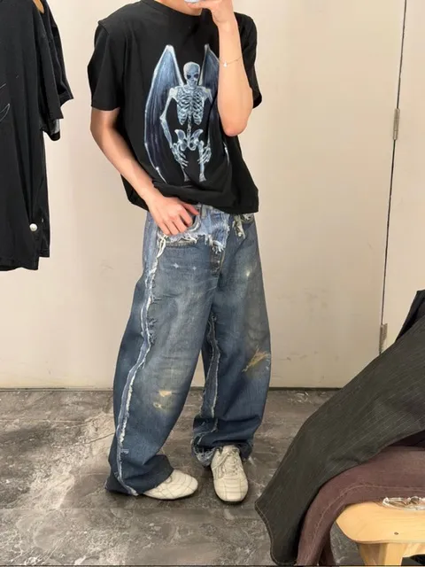 【預售】Acne Studios 26SS 破壞假兩件3D印花 牛仔褲工裝褲 1981M