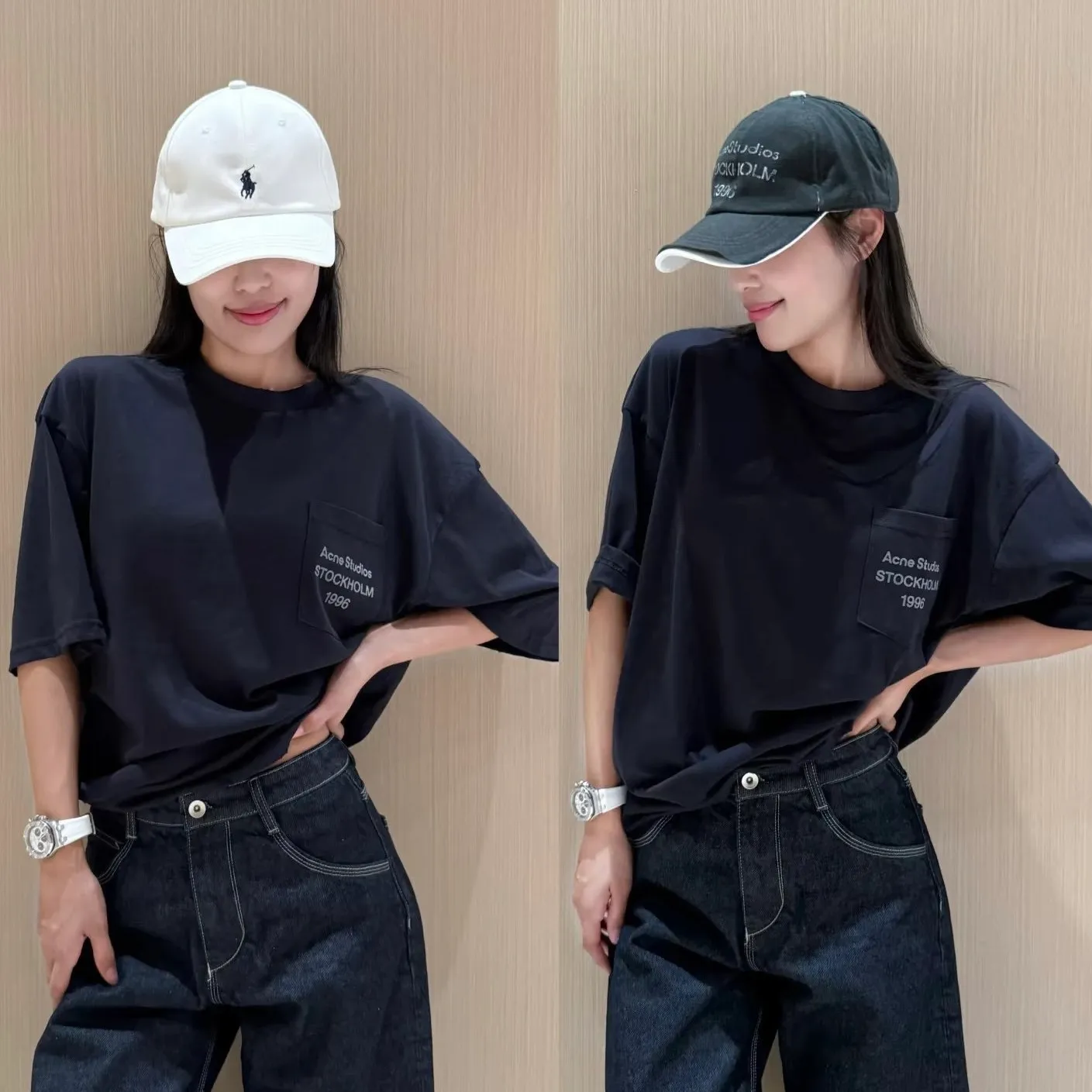 【預售】Acne Studios 26SS 口袋字母水洗做舊 圓領純棉短袖T恤 三色