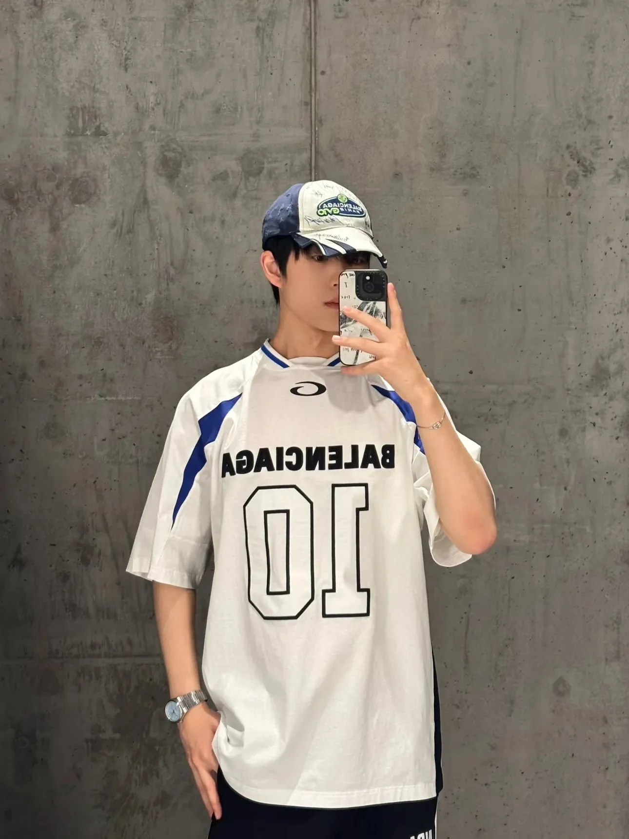 【618新品】【過驗】巴黎 BLC 26SS x NBA 聯名 拼接刺繡logo 短袖T恤足球衣 白色
