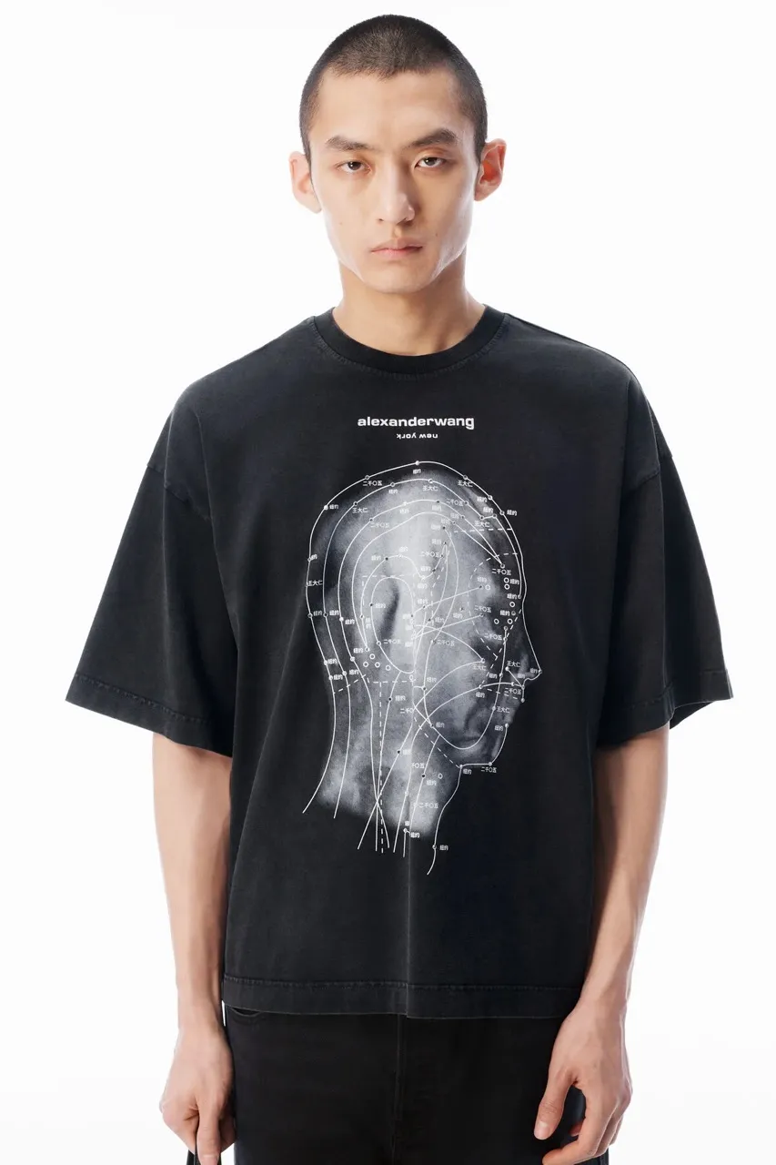 【預售】Alexander Wang 26SS eastern medicine tee 頭部穴道印花 水鑽字母 短袖T恤 黑/白