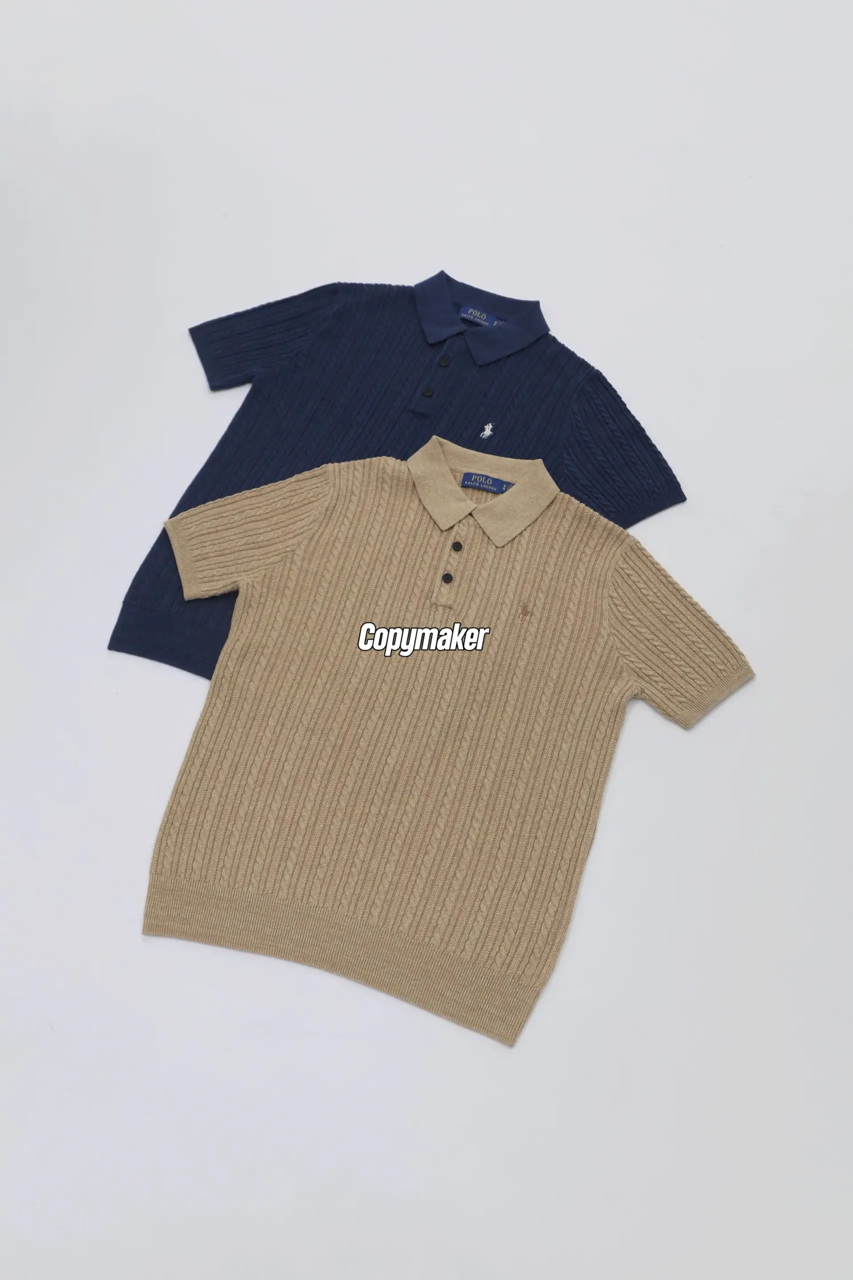 【預售】Ra1ph Lauren Polo 小馬刺繡 麻花針織老錢風 polo衫短袖T恤 卡其/深藍