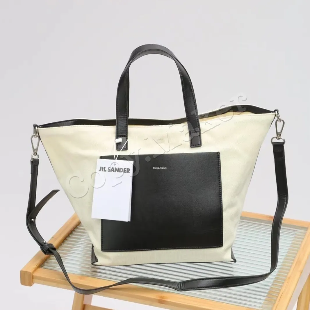 Jil sander 小logo 帆布皮革拼接 托特包 肩背包 側背包 手提袋 JS