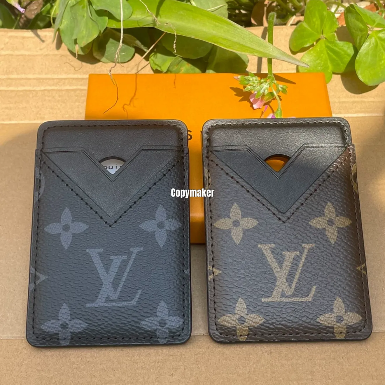 【618新品】1V Monogram 壓紋經典老花logo字母 磁吸 拼接牛皮 卡套卡夾卡包 三色