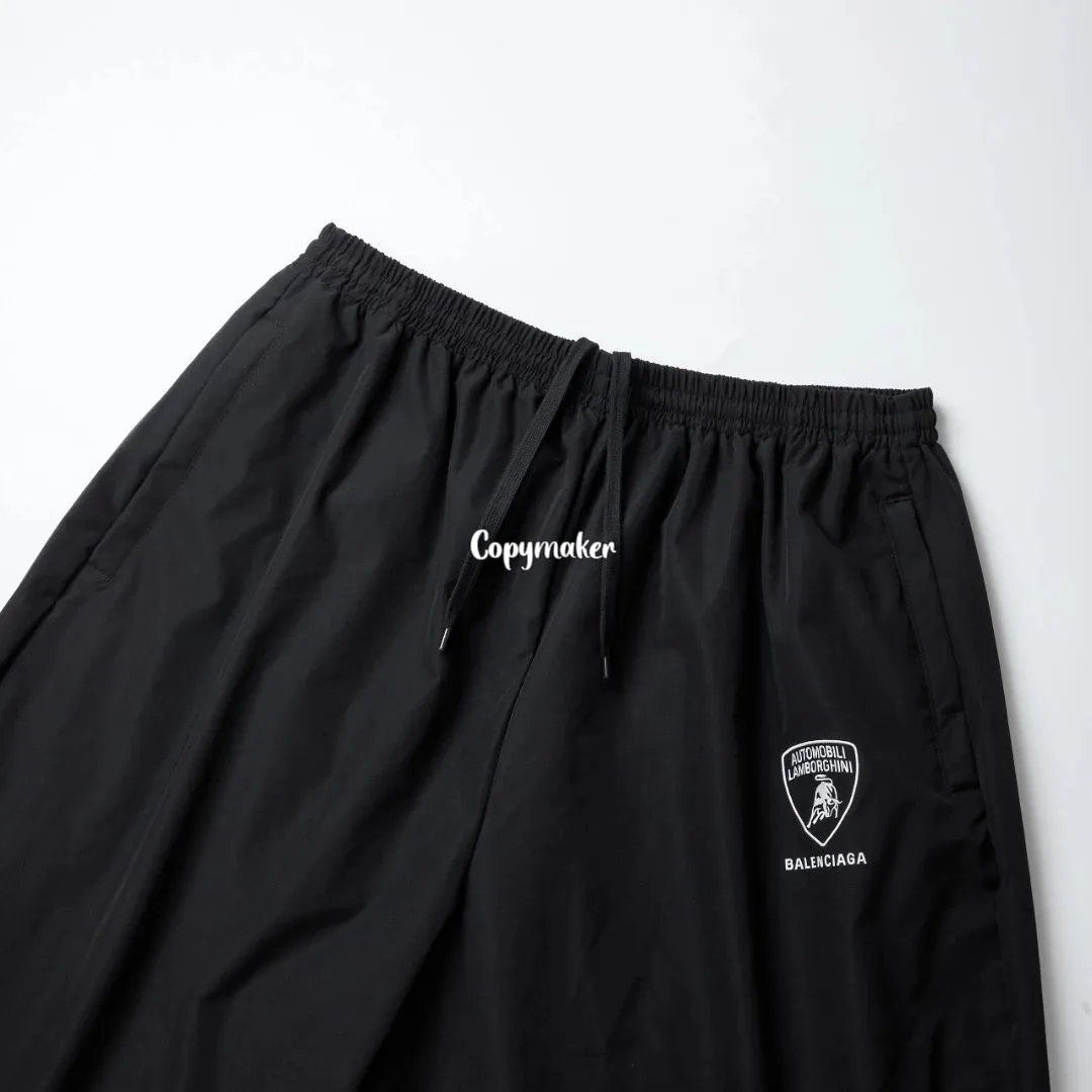 【預售】巴黎 BLC 25SS x Lamborghini 聯名 車標刺繡logo 尼龍直筒休閒褲運動褲長褲 Baggy