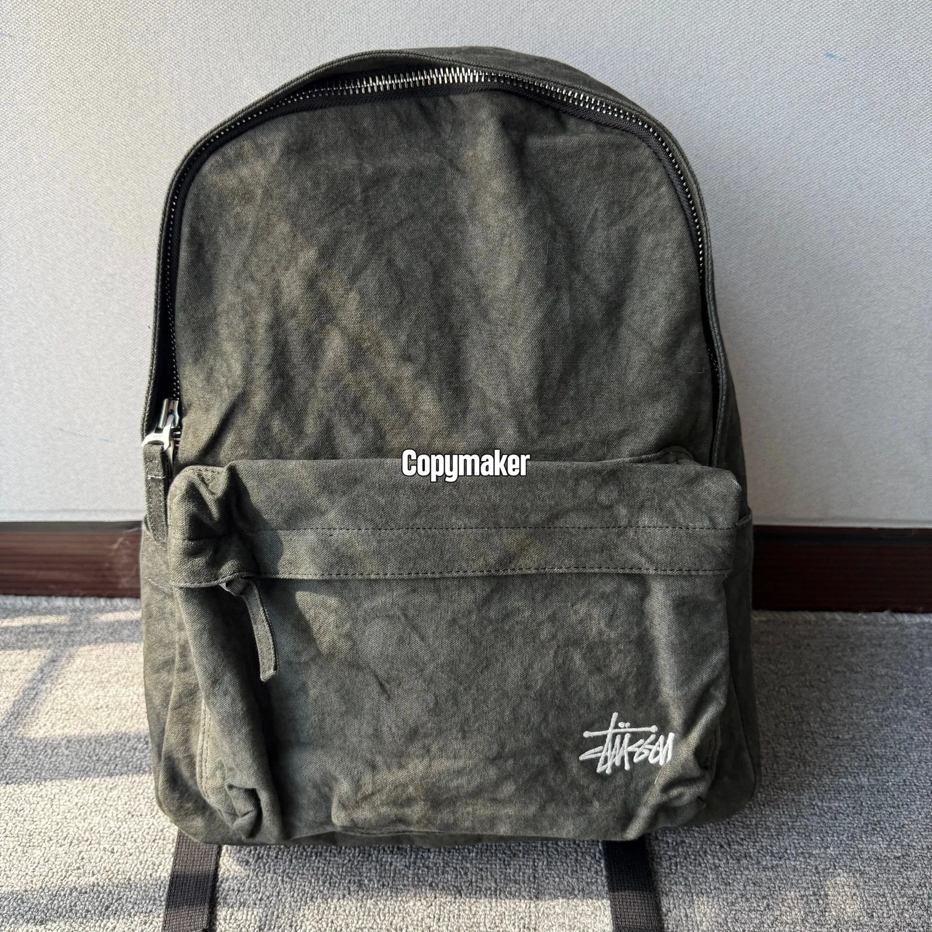 【預售】Stussy 22SS 經典刺繡logo 水洗棉質帆布 後背包雙肩包 水洗黑