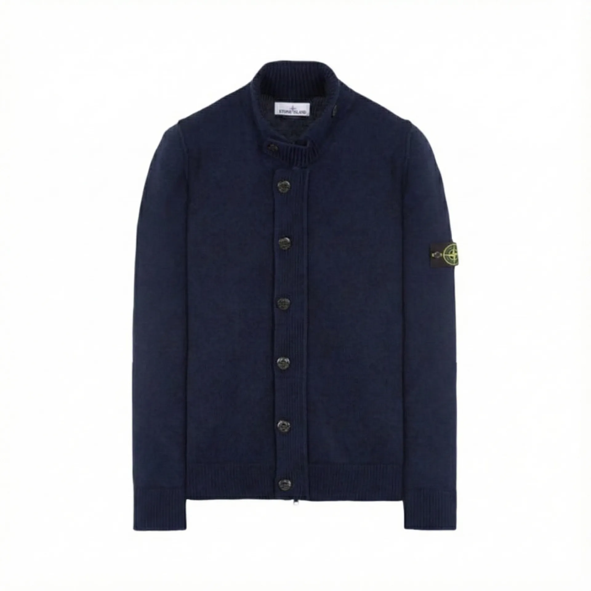 【現貨】STONE ISLAND 25FW 拼接羊毛 厚款毛衣夾克外套 石頭島 藏青/白色