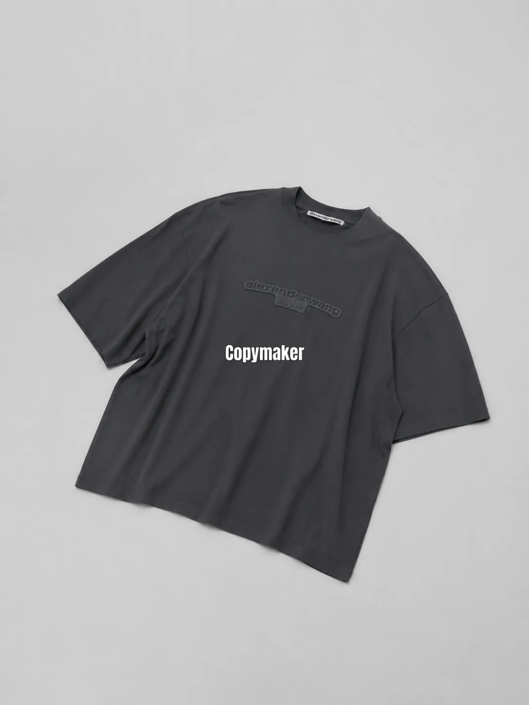 【預售】Alexander Wang 26SS 貼布字母logo 水洗做舊短袖T恤 黑灰色