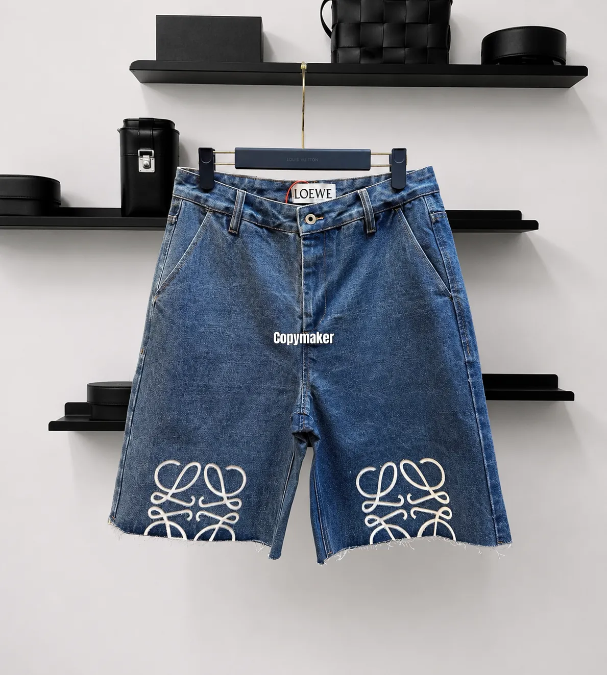 【618新品】LOWE 24FW Anagram 幾何刺繡 牛仔短褲休閒褲褲子 丹寧單寧