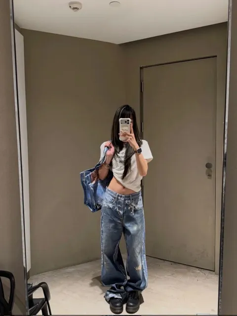 【預售】Acne Studios 26SS 破壞假兩件3D印花 牛仔褲工裝褲 1981M