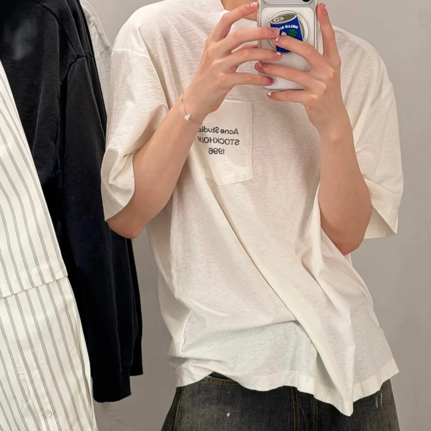 【預售】Acne Studios 26SS 口袋字母水洗做舊 圓領純棉短袖T恤 三色