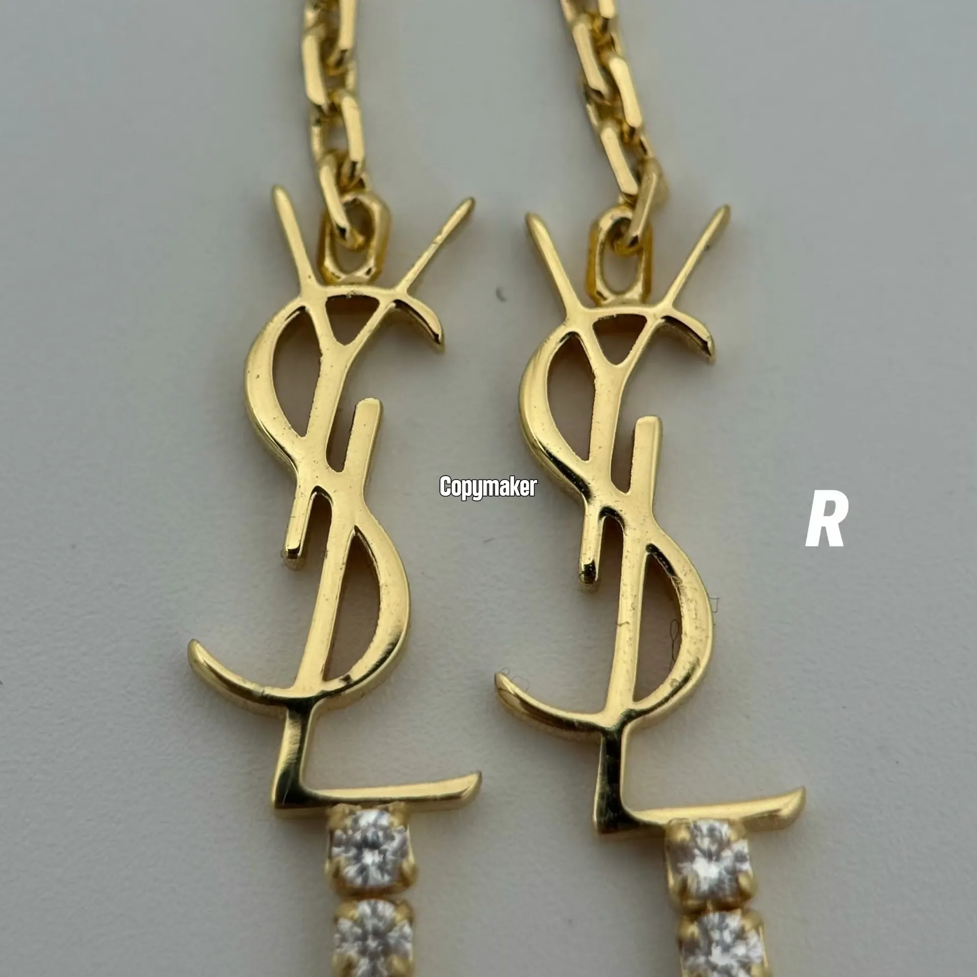 【現貨】【過驗】Saint Laurent YSL 聖羅蘭 黃銅水鑽手鍊手環 男女同款 金色銀色