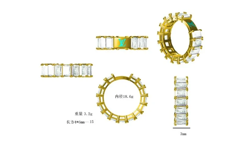 【618新品】【過驗】1V 雕刻字母Logo 鋯石寶石 戒指 男女同款 銀色