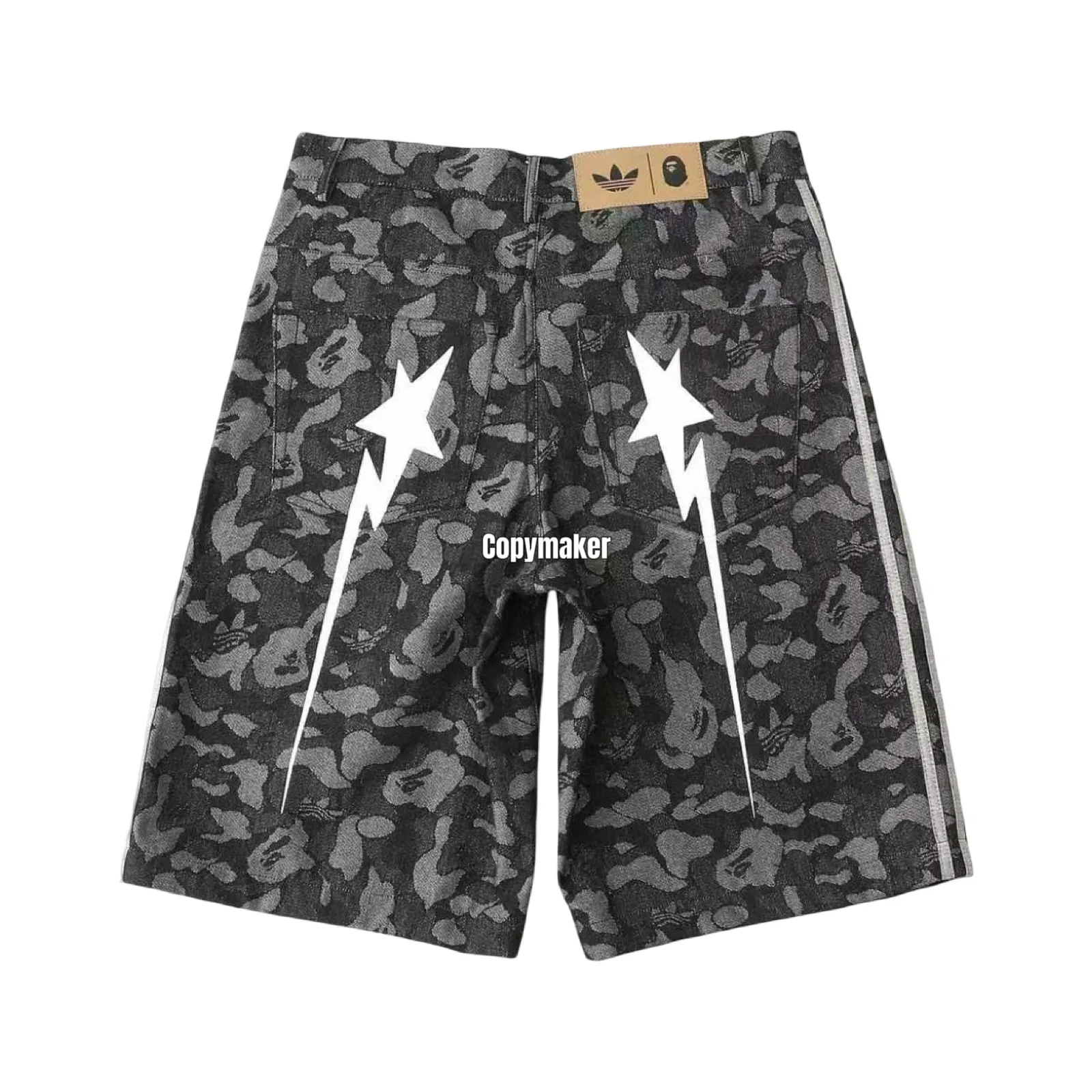 【預售】BAPE x AD originals 26SS 聯名 鯊魚刺繡迷彩牛仔短褲休閒褲褲子 黑色