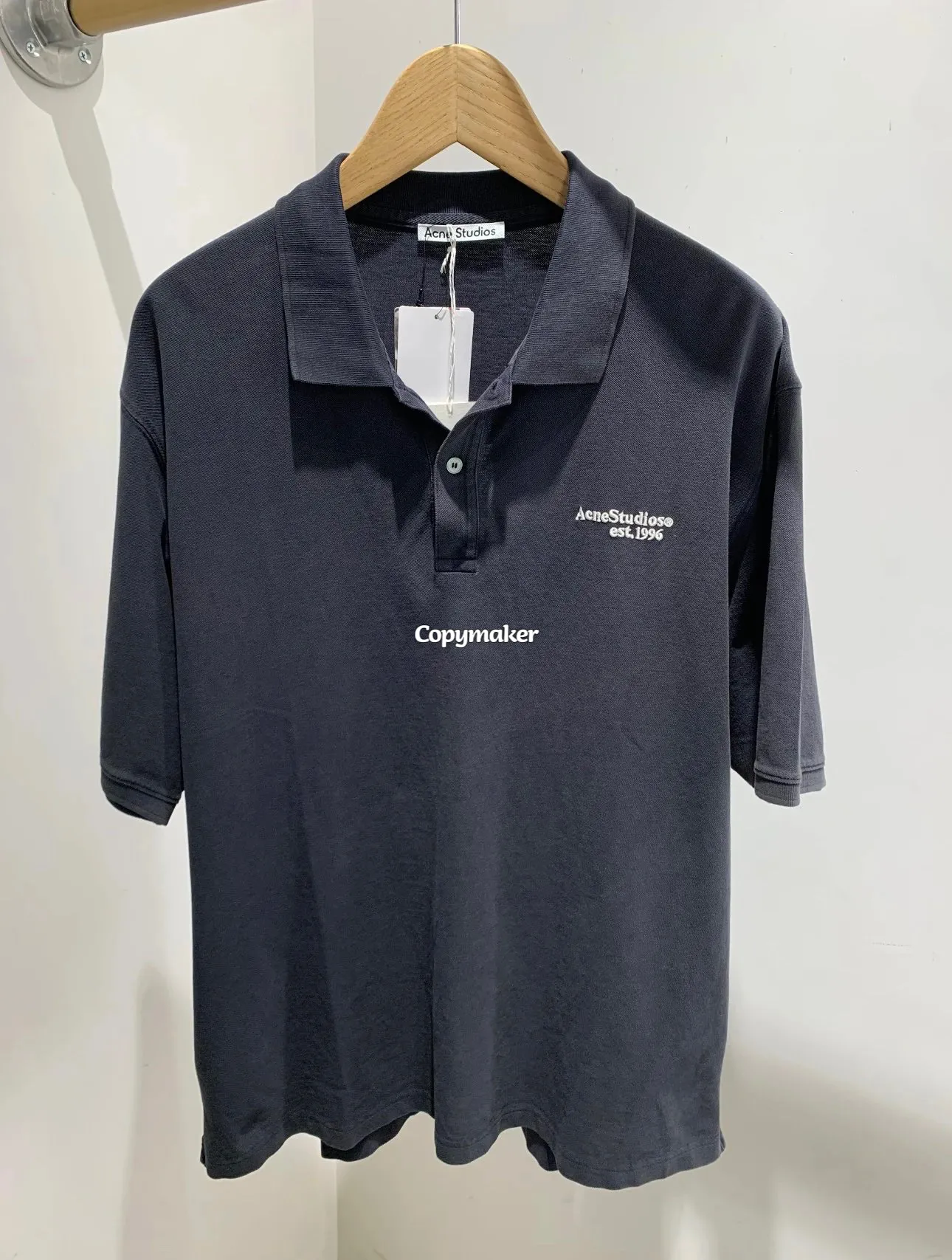 【現貨】Acne Studios 26SS 刺繡小logo 翻領Polo衫短袖T恤 黑色