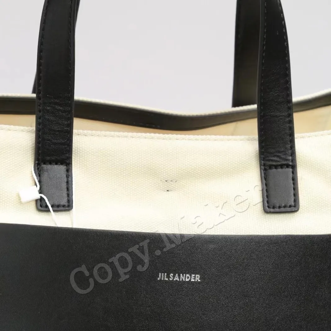 Jil sander 小logo 帆布皮革拼接 托特包 肩背包 側背包 手提袋 JS