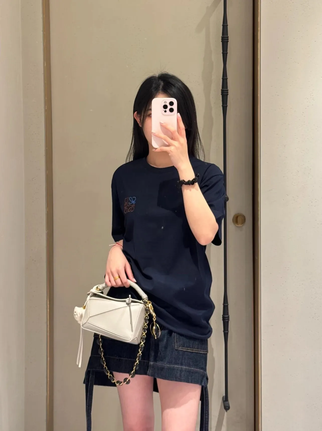 【預售】【特價】LOWE 26SS 幾何刺繡 簡約素色 短袖T恤 海軍藍