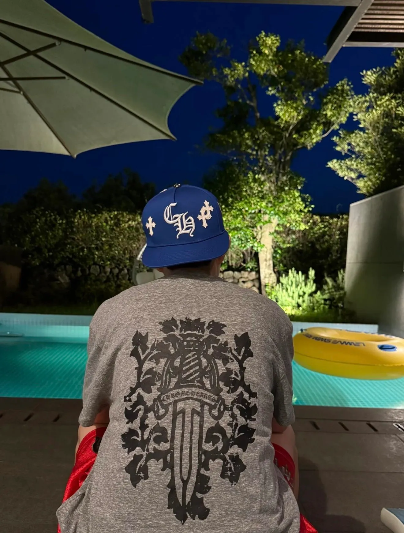 【預售】Chrome Hearts 25SS 胸前小字 後背寶劍印花 短袖T恤 CH克羅心 灰色