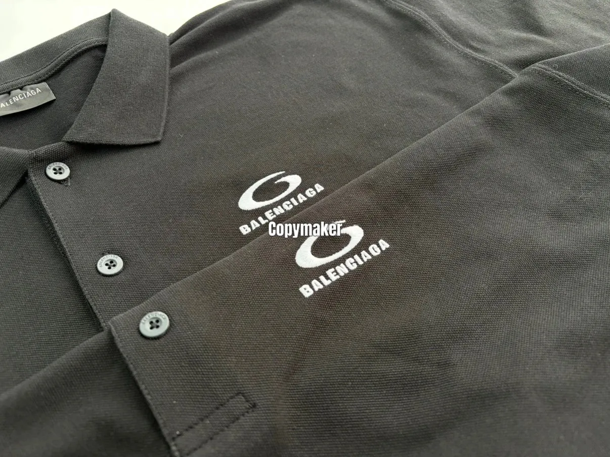 【618新品】【過驗】巴黎 BLC 26SS Loop Sport 單環循環刺繡logo Polo衫短袖T恤 黑色