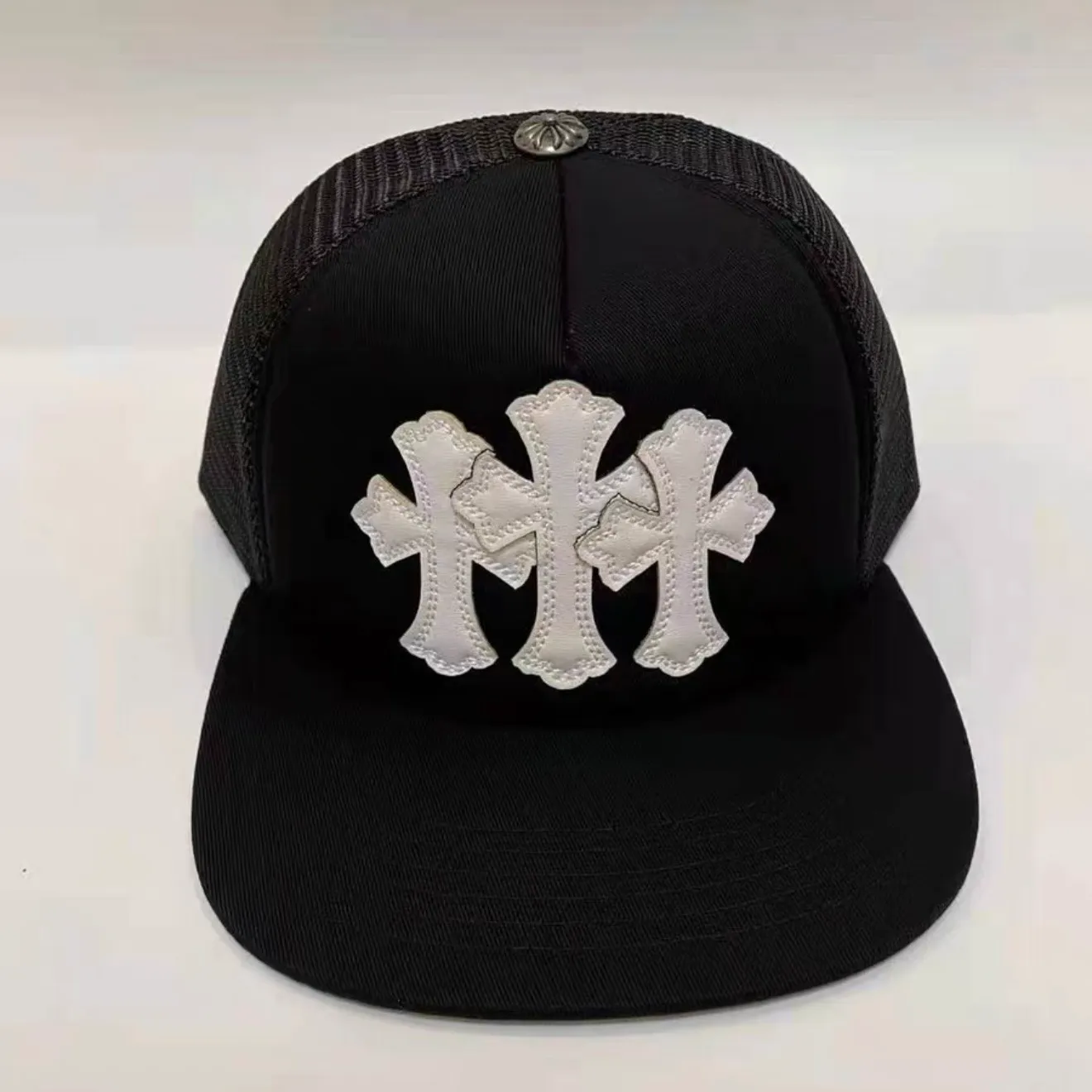 【現貨】【特價】Chrome Hearts 26SS 三十字架皮標 CH 克羅心 卡車帽鴨舌帽棒球帽 黑色白十字