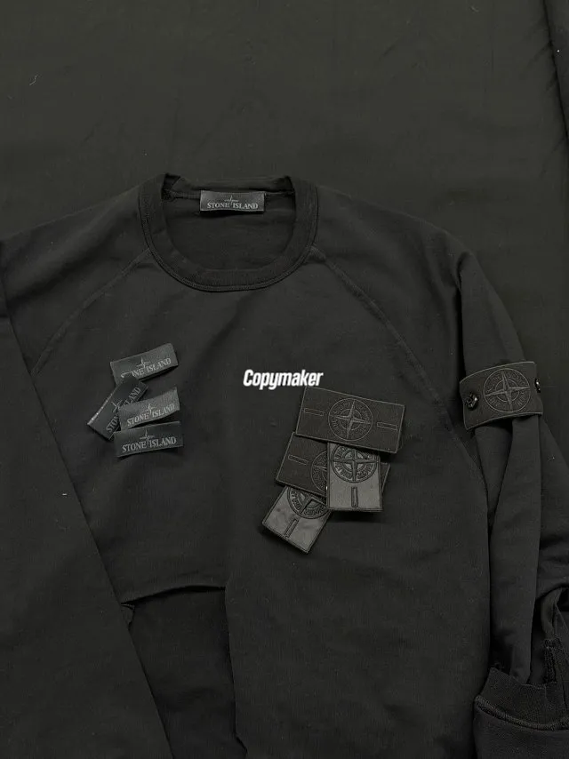 【現貨】STONE ISLAND 25FW 幽靈支線 圓領衛衣薄款大學T長袖 石頭島 黑色