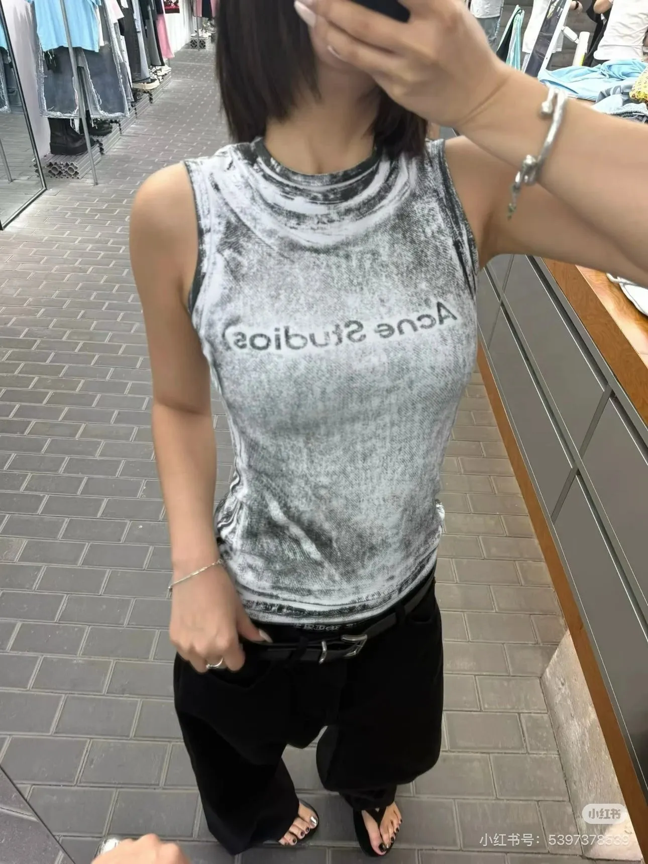 【618新品】Acne Studios 26SS 假兩件 水洗水墨視覺無袖背心內搭短袖