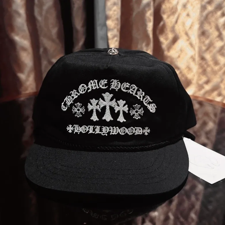 【預售】【過驗】Chrome Hearts 三十字架梵文刺繡 鍍銀 CH 克羅心 鴨舌帽棒球帽老帽 黑色