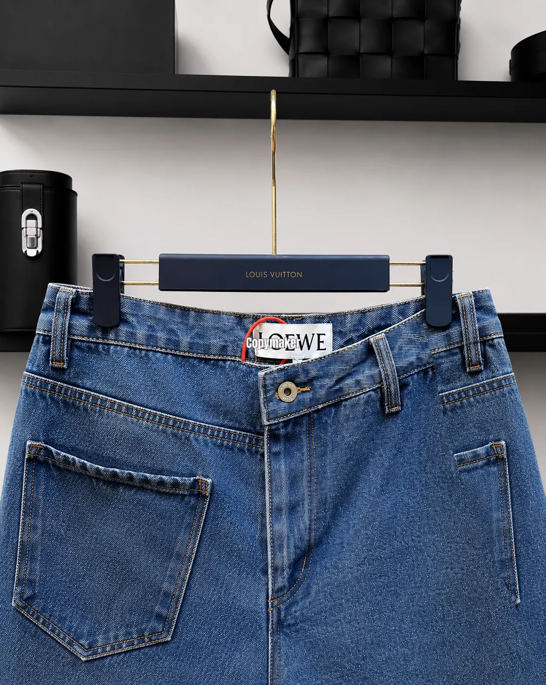 【618新品】LOWE 24FW Anagram 幾何刺繡 牛仔短褲休閒褲褲子 丹寧單寧