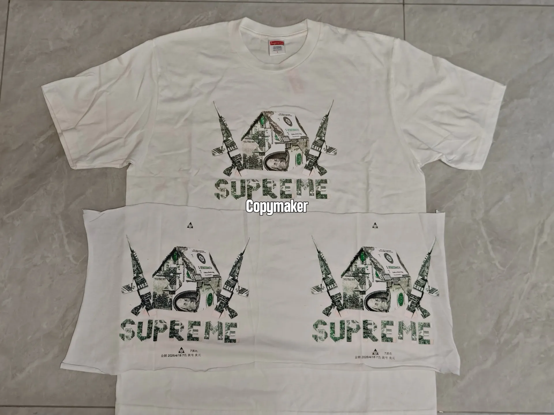 【預售】Sup SS26 WEEK7 Origami Tee 美金摺紙圖像印花 短袖T恤 黑/白