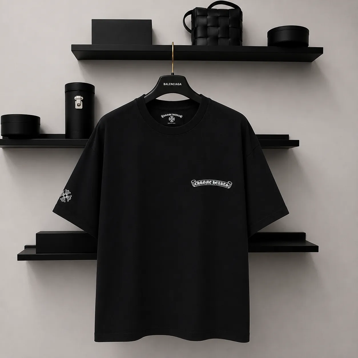 【預售】Chrome Hearts 25SS 胸口小字 後背彩色十字架 短袖T恤 CH克羅心 黑色/白色