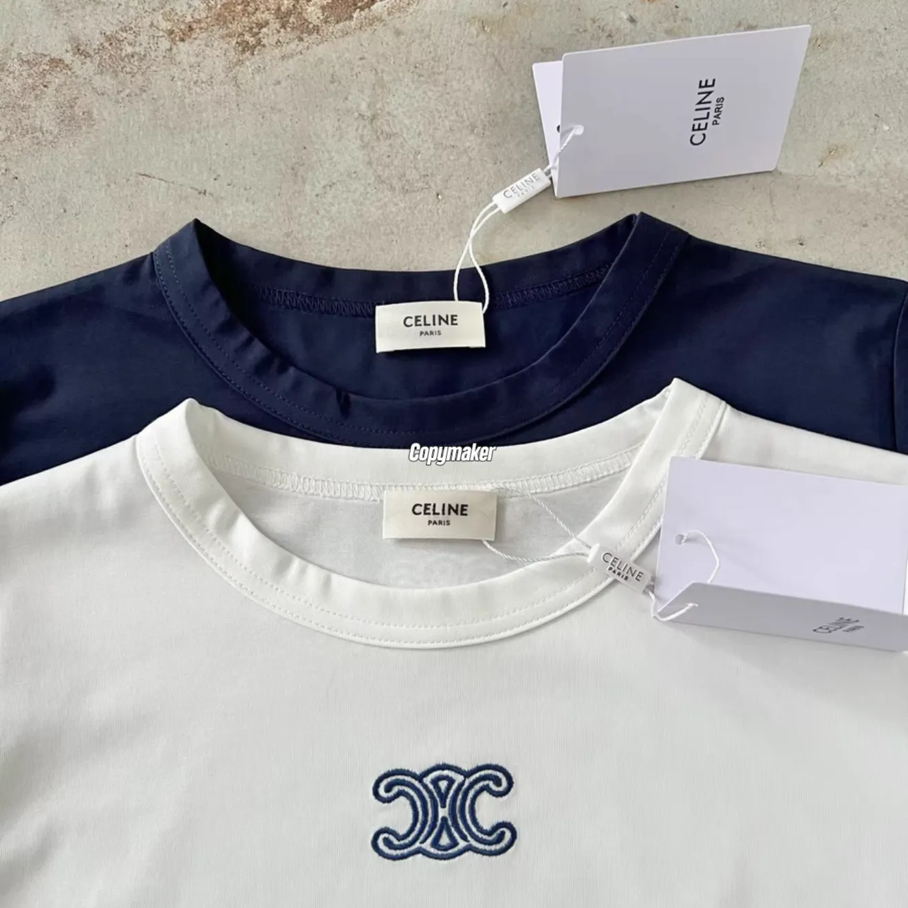 【預售】【女款】CELIN 26SS 凱旋門經典刺繡 logo 素色 短袖T恤 深藍/白色