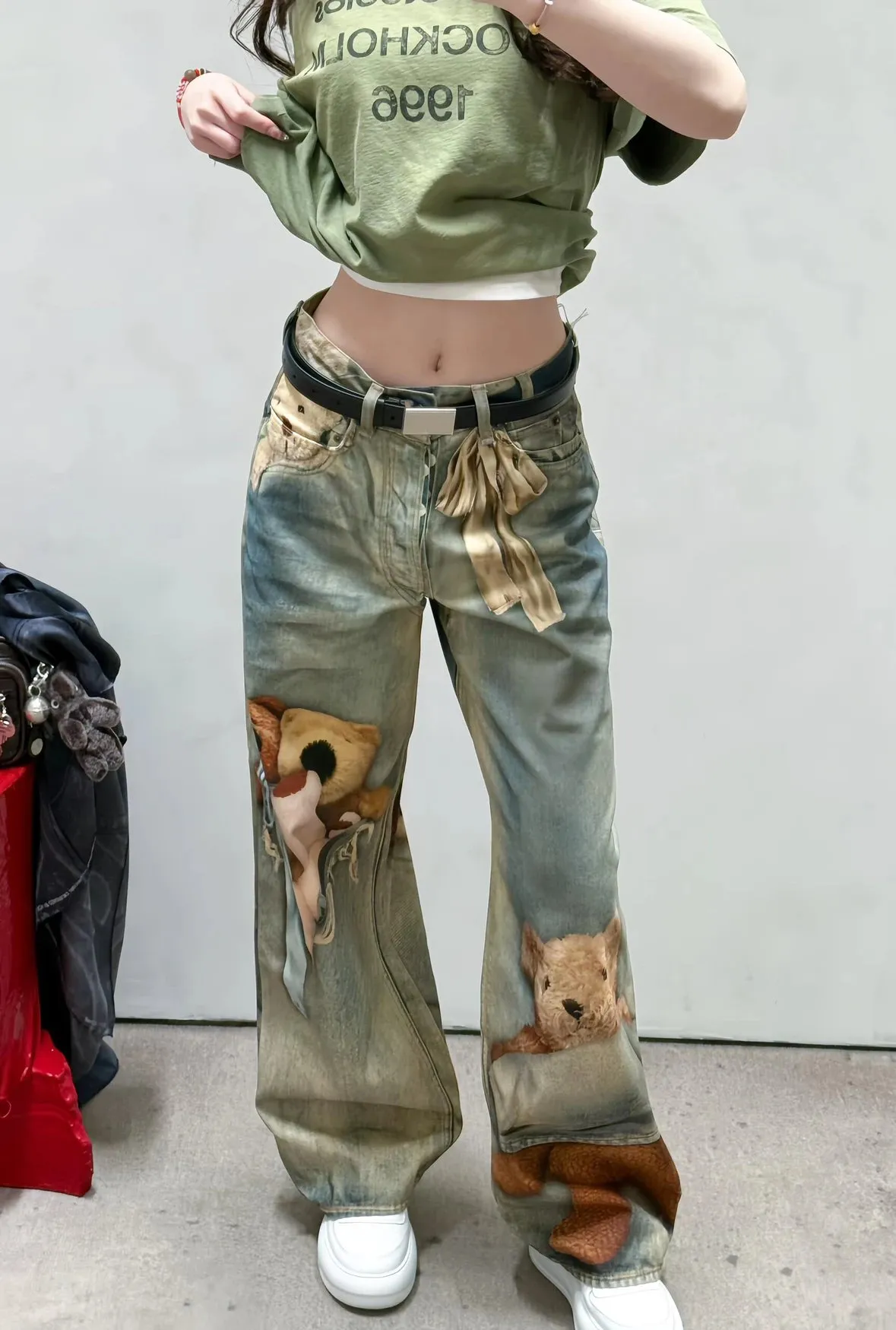 【預售】Acne Studios 26SS 3D打印泰迪熊小熊印花 牛仔褲工裝褲 1981M