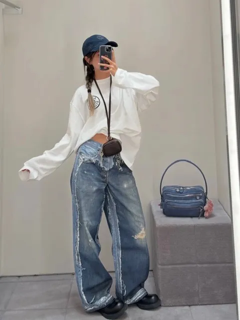 【預售】Acne Studios 26SS 破壞假兩件3D印花 牛仔褲工裝褲 1981M