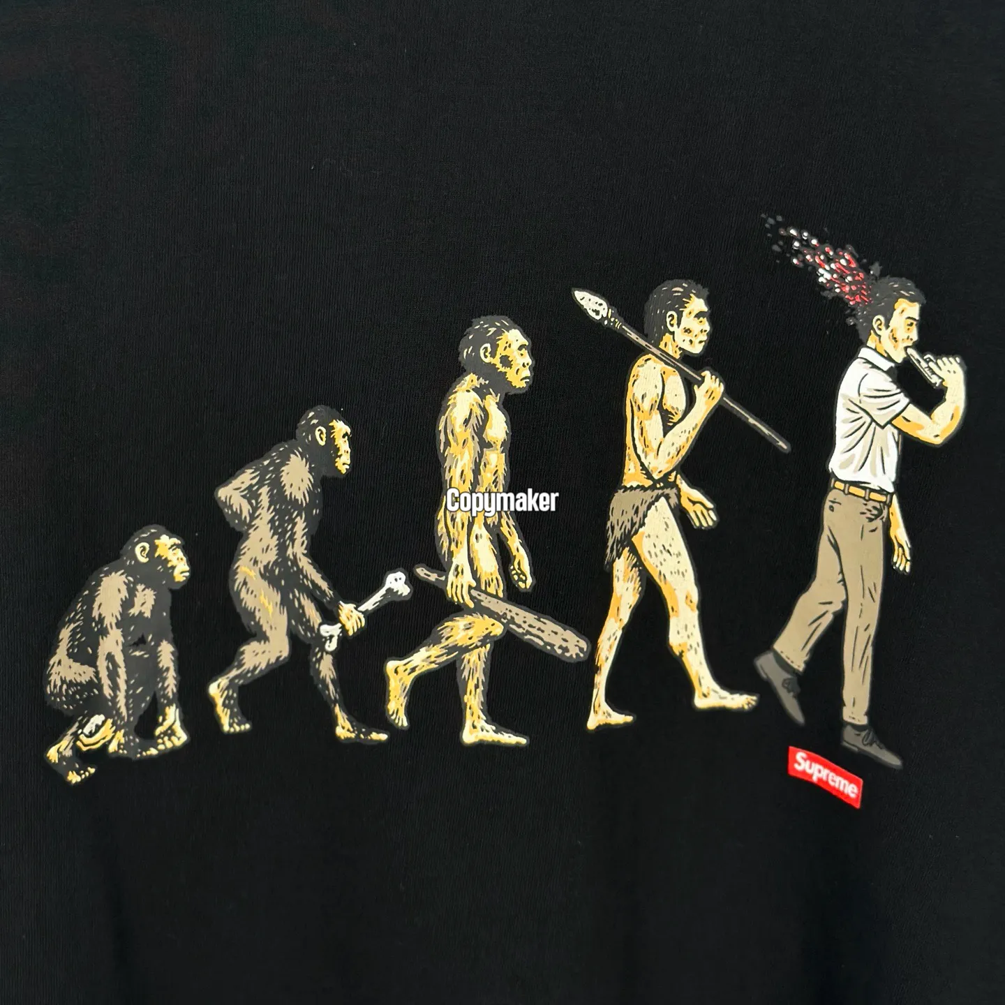 【預售】Sup SS26 WEEK1 Evolution Tee 人類進化圖像印花 短袖T恤 黑/白