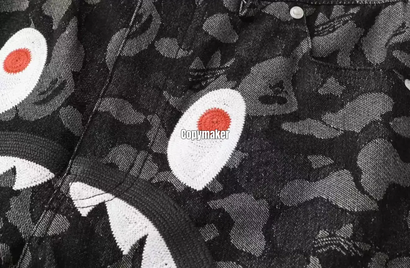 【預售】BAPE x AD originals 26SS 聯名 鯊魚刺繡迷彩牛仔短褲休閒褲褲子 黑色