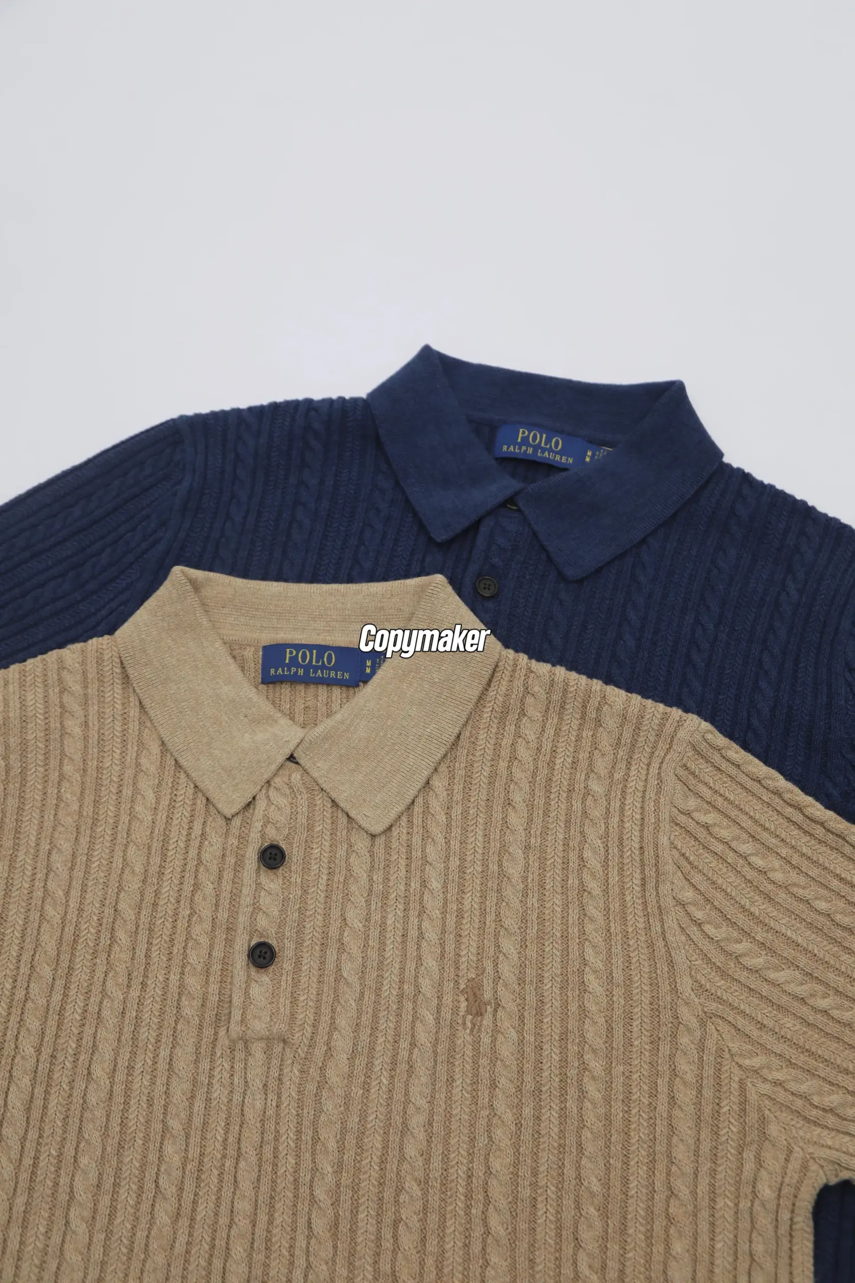 【預售】Ra1ph Lauren Polo 小馬刺繡 麻花針織老錢風 polo衫短袖T恤 卡其/深藍