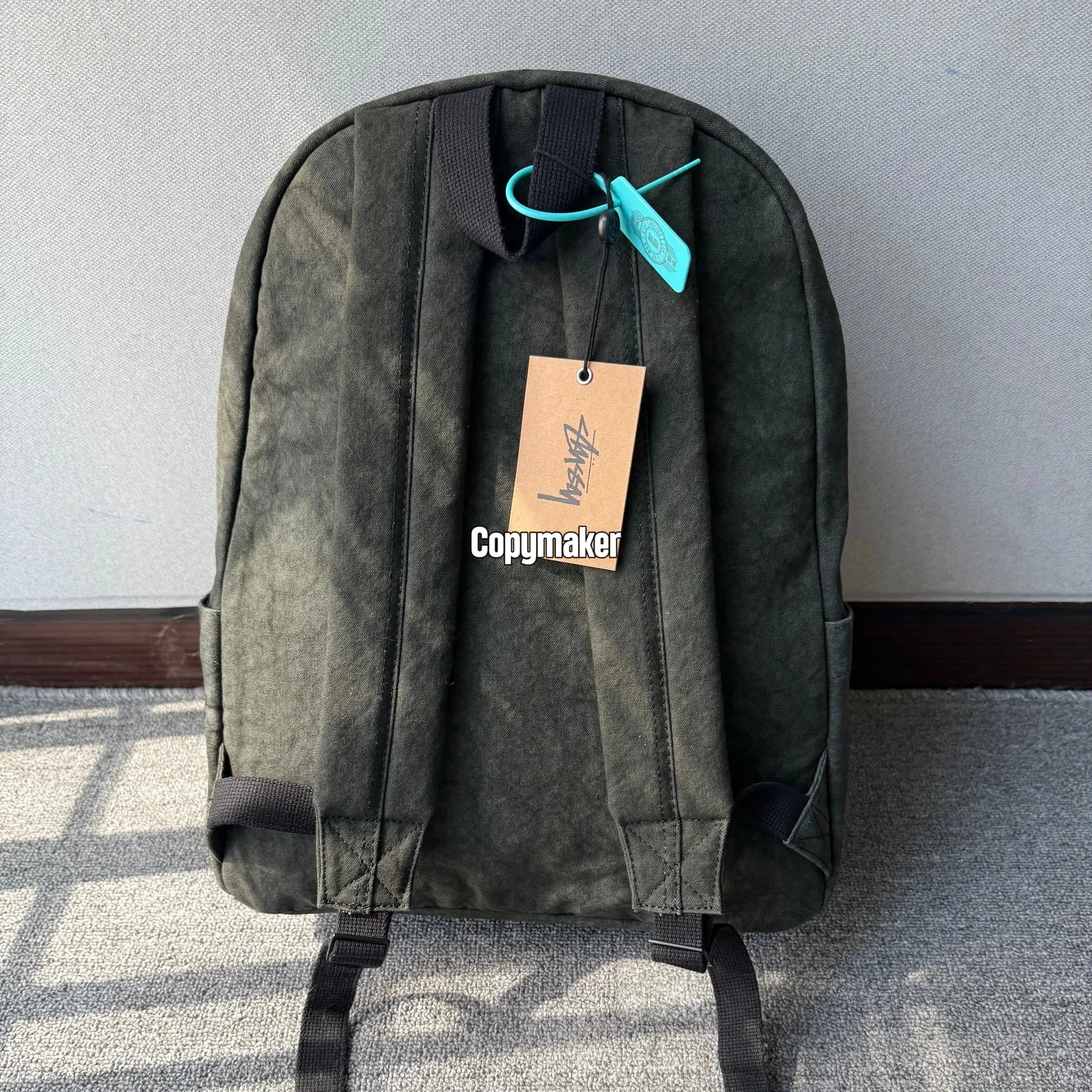【預售】Stussy 22SS 經典刺繡logo 水洗棉質帆布 後背包雙肩包 水洗黑