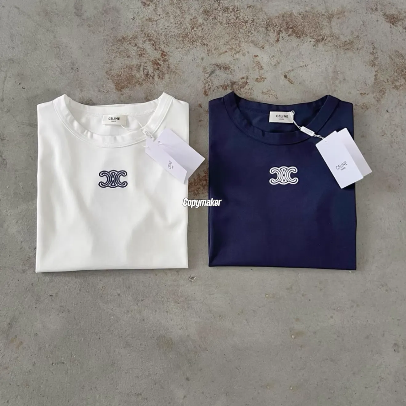 【預售】【女款】CELIN 26SS 凱旋門經典刺繡 logo 素色 短袖T恤 深藍/白色